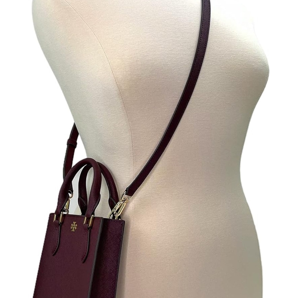 Perfect for Fall - Tory Burch NWT Burgundy Mini Bag - Emerson Mini Shopper - Picture 3 of 7